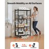 VEVOR 4-Tier Foldable Storage Shelf, 28W x 13D x 54H Inch Folding Metal Rack Shelving Unit, No Assembly Organizer Shelf with 5 Wheels & 4 Hooks for Pantry, Kitchen, Garage, Basement, Black
