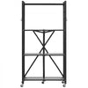 VEVOR 4-Tier Foldable Storage Shelf, 28W x 13D x 54H Inch Folding Metal Rack Shelving Unit, No Assembly Organizer Shelf with 5 Wheels & 4 Hooks for Pantry, Kitchen, Garage, Basement, Black