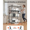 VEVOR 4-Tier Foldable Storage Shelf, 36W x 21D x 60H Inch Folding Metal Rack Shelving Unit, No Assembly Organizer Shelf with 5 Wheels & 4 Hooks for Pantry, Kitchen, Garage, Basement, Black