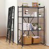 VEVOR 4-Tier Foldable Storage Shelf, 36W x 21D x 60H Inch Folding Metal Rack Shelving Unit, No Assembly Organizer Shelf with 5 Wheels & 4 Hooks for Pantry, Kitchen, Garage, Basement, Black