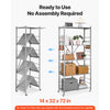 VEVOR 5-Tier Foldable Storage Shelf, 32W x 14D x 72H Inch Folding Metal Rack Shelving Unit, No Assembly Organizer Shelf with 5 Wheels & 4 Hooks for Pantry, Kitchen, Garage, Basement, Grey