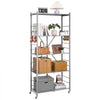 VEVOR 5-Tier Foldable Storage Shelf, 32W x 14D x 72H Inch Folding Metal Rack Shelving Unit, No Assembly Organizer Shelf with 5 Wheels & 4 Hooks for Pantry, Kitchen, Garage, Basement, Grey
