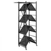 VEVOR 5-Tier Foldable Storage Shelf, 28W x 15D x 64H Inch Folding Metal Rack Shelving Unit, No Assembly Organizer Shelf with 5 Wheels & 4 Hooks for Pantry, Kitchen, Garage, Basement, Black