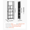VEVOR 6-Tier Foldable Storage Shelf, 24W x 12D x 72H Inch Folding Metal Rack Shelving Unit, No Assembly Organizer Shelf with 5 Wheels & 4 Hooks for Pantry, Kitchen, Garage, Basement, Black