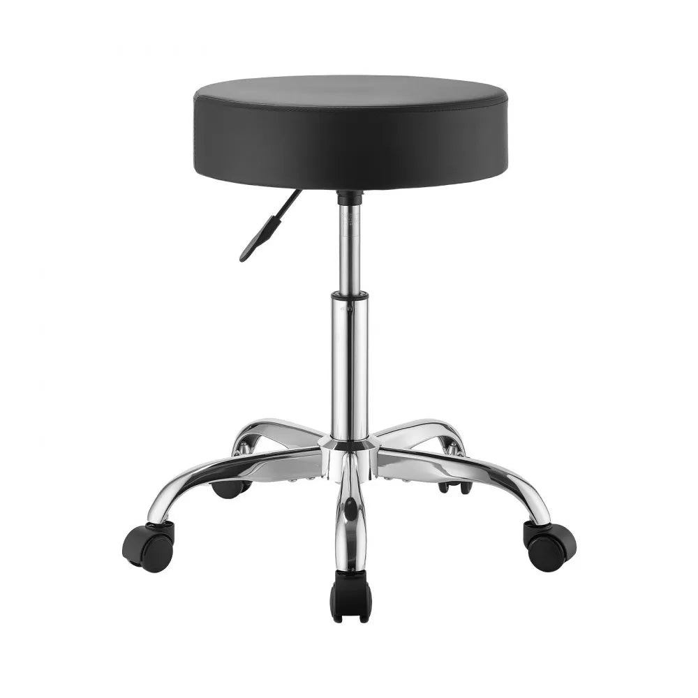 VEVOR Rolling Stools with Wheels, Set of 2, 500 lbs Weight Capacity, Height Adjustable, Thick Cushion Ergonomic PU Leather Seat, 360° Swivel Round Rolling Stool Chair for Salon, Spa, Clinic, Black