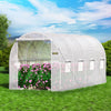 VEVOR 15 x 6.5 x 7 ft Walk-in Tunnel Greenhouse, Portable Plant Hot House with Galvanized Steel Hoops, 1 Top Beam, Diagonal Poles, Zippered Door & 8 Roll-up Windows, White