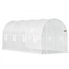 VEVOR 15 x 6.5 x 7 ft Walk-in Tunnel Greenhouse, Portable Plant Hot House with Galvanized Steel Hoops, 1 Top Beam, Diagonal Poles, Zippered Door & 8 Roll-up Windows, White