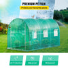 VEVOR 12 x 7 x 7 ft Walk-in Tunnel Greenhouse, Portable Plant Hot House with Galvanized Steel Hoops, 1 Top Beams, 2 Diagonal Poles, 1 Zippered Door & 6 Roll-up Windows, Green