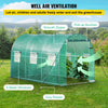 VEVOR 12 x 7 x 7 ft Walk-in Tunnel Greenhouse, Portable Plant Hot House with Galvanized Steel Hoops, 1 Top Beams, 2 Diagonal Poles, 1 Zippered Door & 6 Roll-up Windows, Green