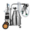 VEVOR Electric Cow Milking Machine, 6.6 Gal / 25 L 304 Stainless Steel Bucket, Food-Grade Teat Cups and Silicone Hose, Strong Suction, Vacuum Pulsation, Electric Milker Machine with Wheels for Cow