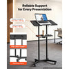 VEVOR Podium Stand, Adjustable Height Steel Lectern Mobile Laptop Desk, for Schools, Churches and Events, 40-49 inch, Portable Presentation Lectern Stand with 0-30° Tilt Top and 2-Position Shelf
