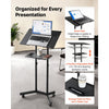 VEVOR Podium Stand, Adjustable Height Steel Lectern Mobile Laptop Desk, for Schools, Churches and Events, 40-49 inch, Portable Presentation Lectern Stand with 0-30° Tilt Top and 2-Position Shelf