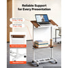 VEVOR Podium Stand, Adjustable Height Wooden Lectern Mobile Laptop Desk, for Schools, Churches and Events, 40-49 inch, Portable Presentation Lectern Stand with Storage Shelf, Book Stop and Cup Holder