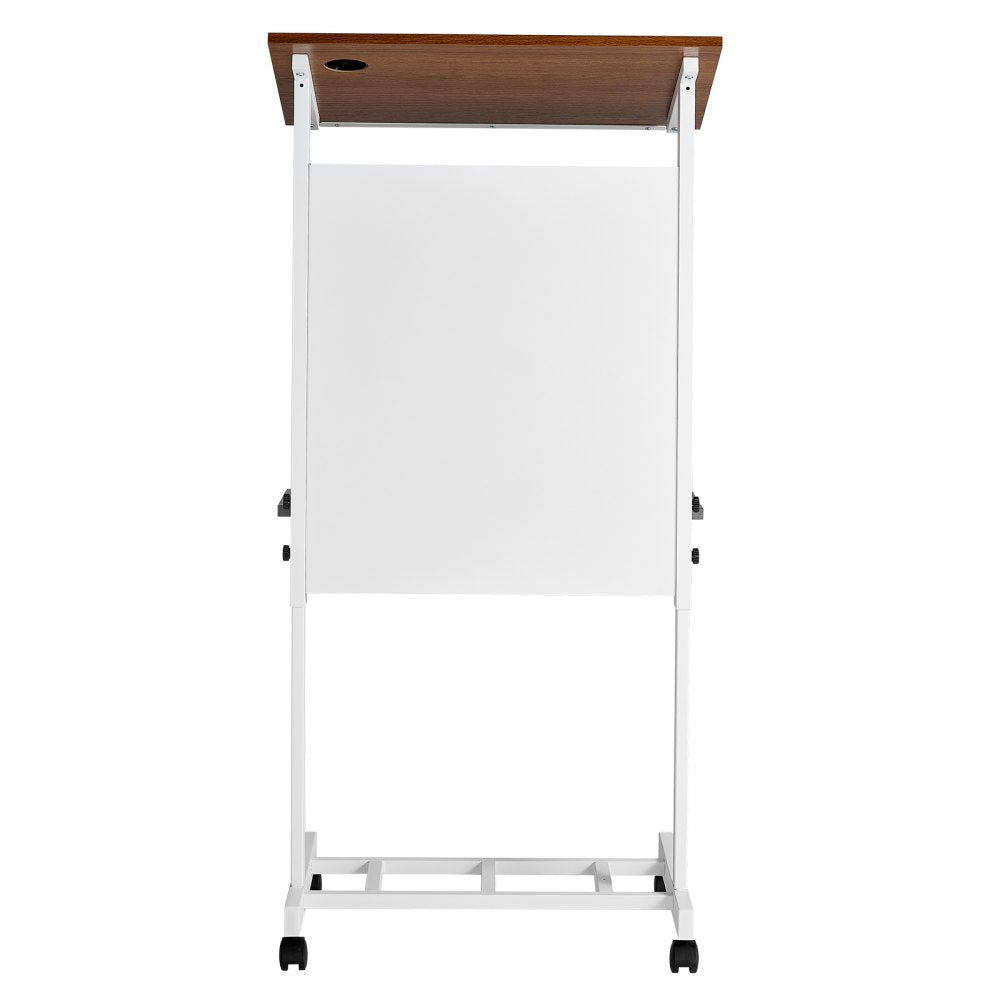 VEVOR Podium Stand, Adjustable Height Wooden Lectern Mobile Laptop Desk, for Schools, Churches and Events, 40-49 inch, Portable Presentation Lectern Stand with Storage Shelf, Book Stop and Cup Holder