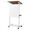 VEVOR Podium Stand, Adjustable Height Wooden Lectern Mobile Laptop Desk, for Schools, Churches and Events, 40-49 inch, Portable Presentation Lectern Stand with Storage Shelf, Book Stop and Cup Holder