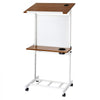 VEVOR Podium Stand, Adjustable Height Wooden Lectern Mobile Laptop Desk, for Schools, Churches and Events, 40-49 inch, Portable Presentation Lectern Stand with Storage Shelf, Book Stop and Cup Holder
