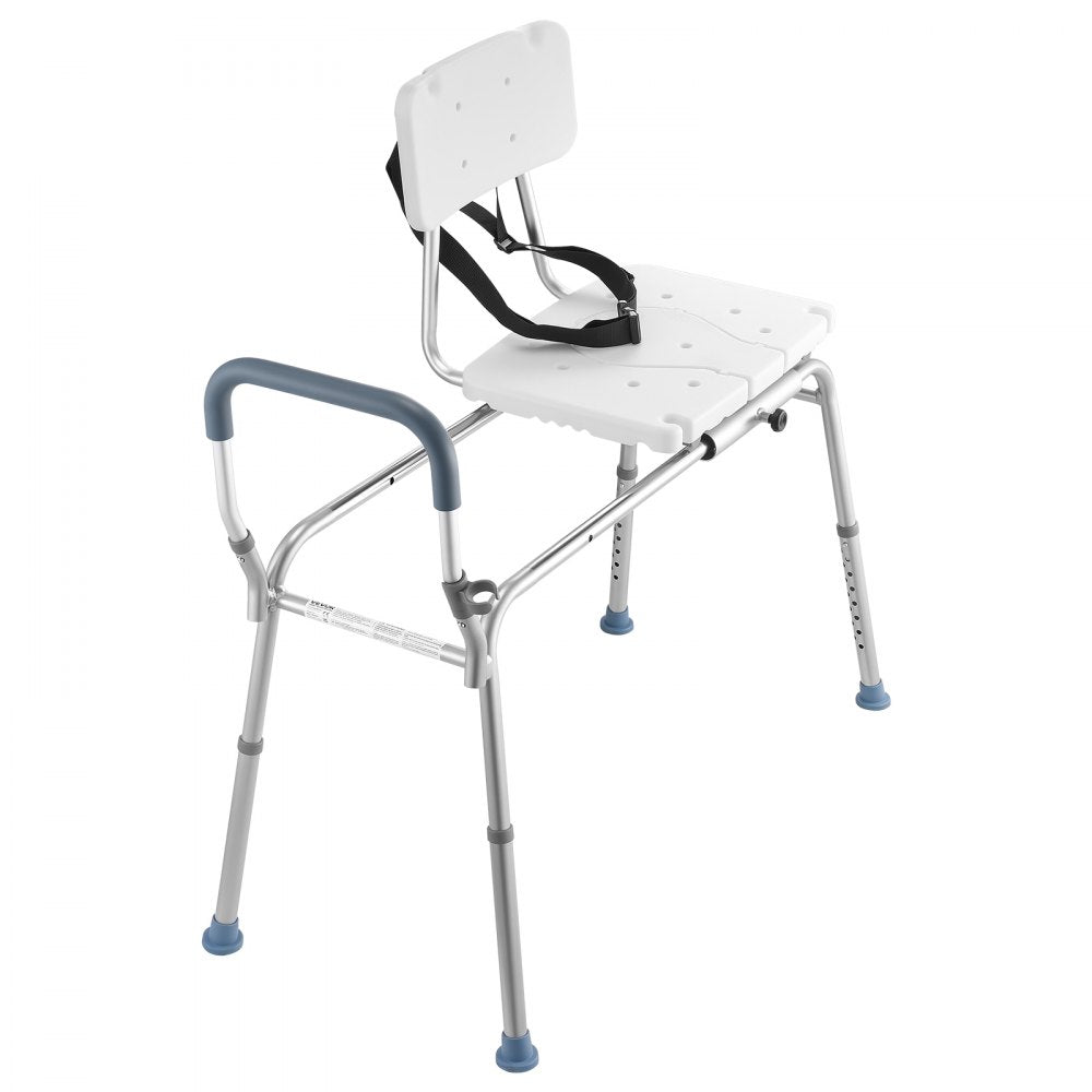 VEVOR Sliding Shower Chair, 400 lbs Capacity Tub Transfer Bench for Bathtub, Heavy Duty Shower Bench with Arms and Backrest, Height Adjustable Seat for Handicap, Adults, Seniors, Elderly and Disabled