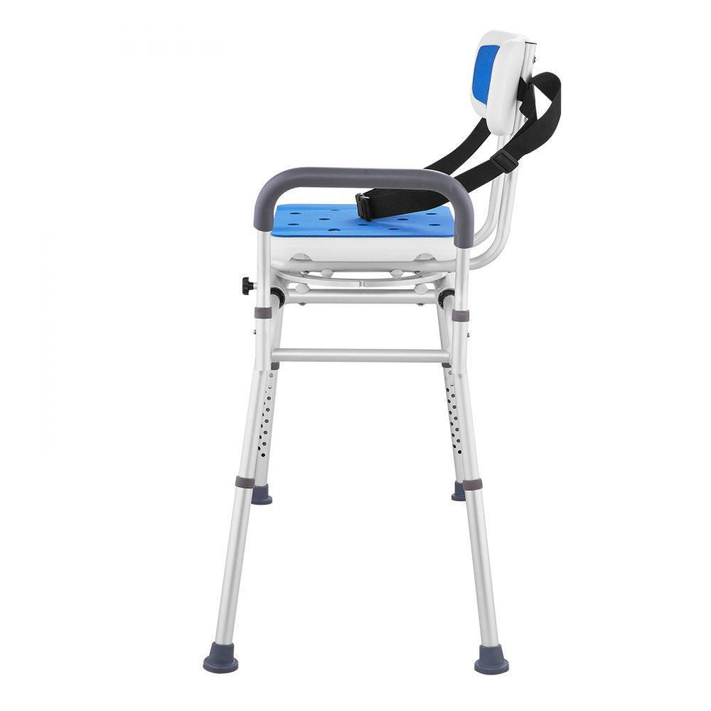 VEVOR Sliding Tub Transfer Bench with 360 Degree Swivel Seat, Height Adjustable Bathtub Transfer Bench with Armrest & Safety Belt, Non-Slip Rotating Shower Chair for Elderly Disabled, 400LBS Capacity