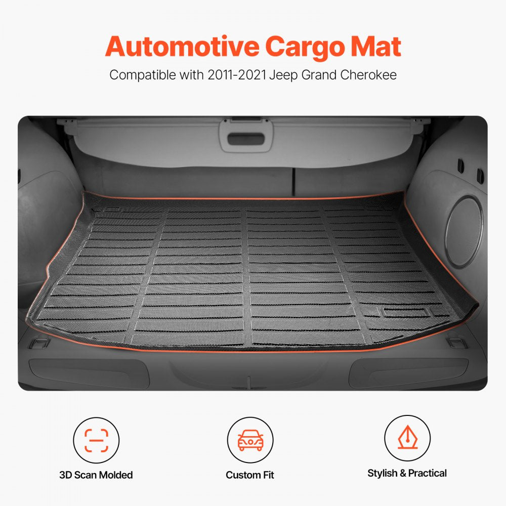 VEVOR Cargo Mat Compatible with Jeep Grand Cherokee 2011-2021, Precise Fit Trunk Mat for SUVs, TPE Trunk Protector Replacement, Black (1PCS)
