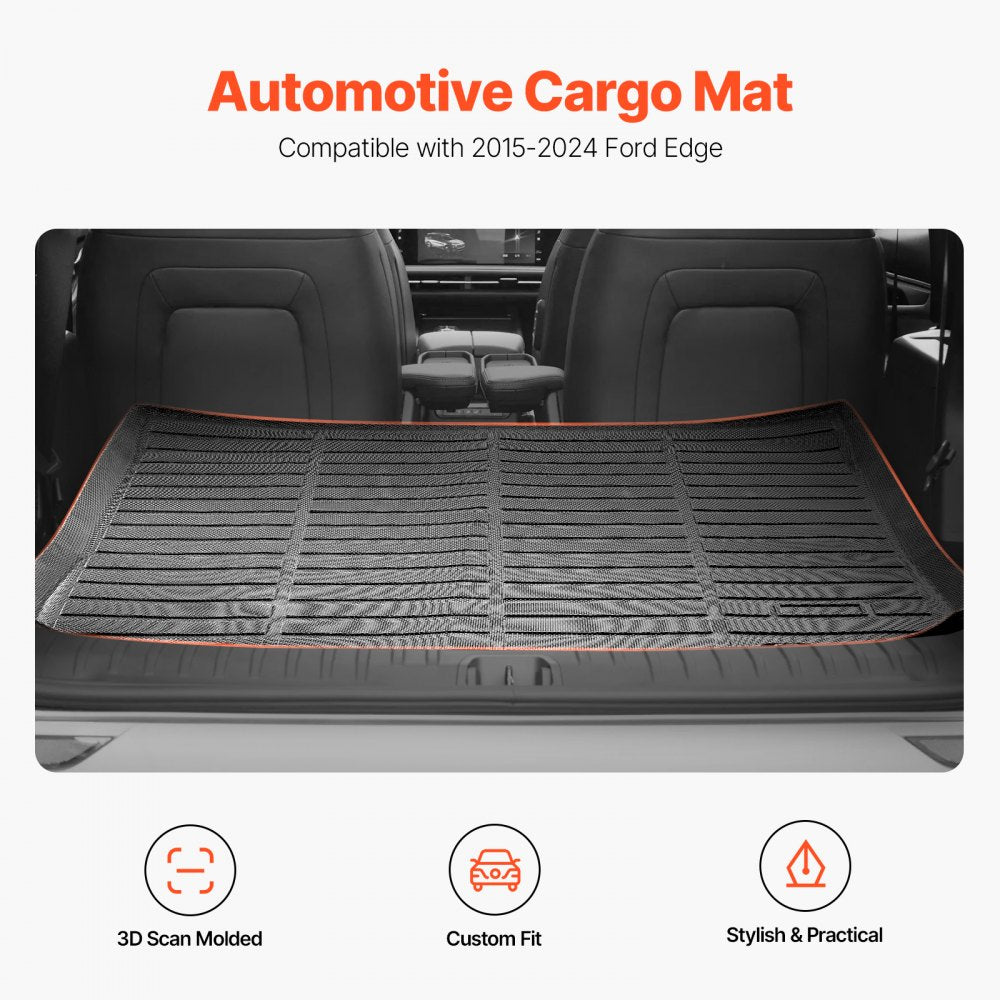 VEVOR Cargo Mat Compatible with Ford Edge 2015-2024 & Ford Edge ST 2020-2024, Precise Fit Trunk Mat for SUVs, TPE Trunk Protector Replacement, Black (1PCS)