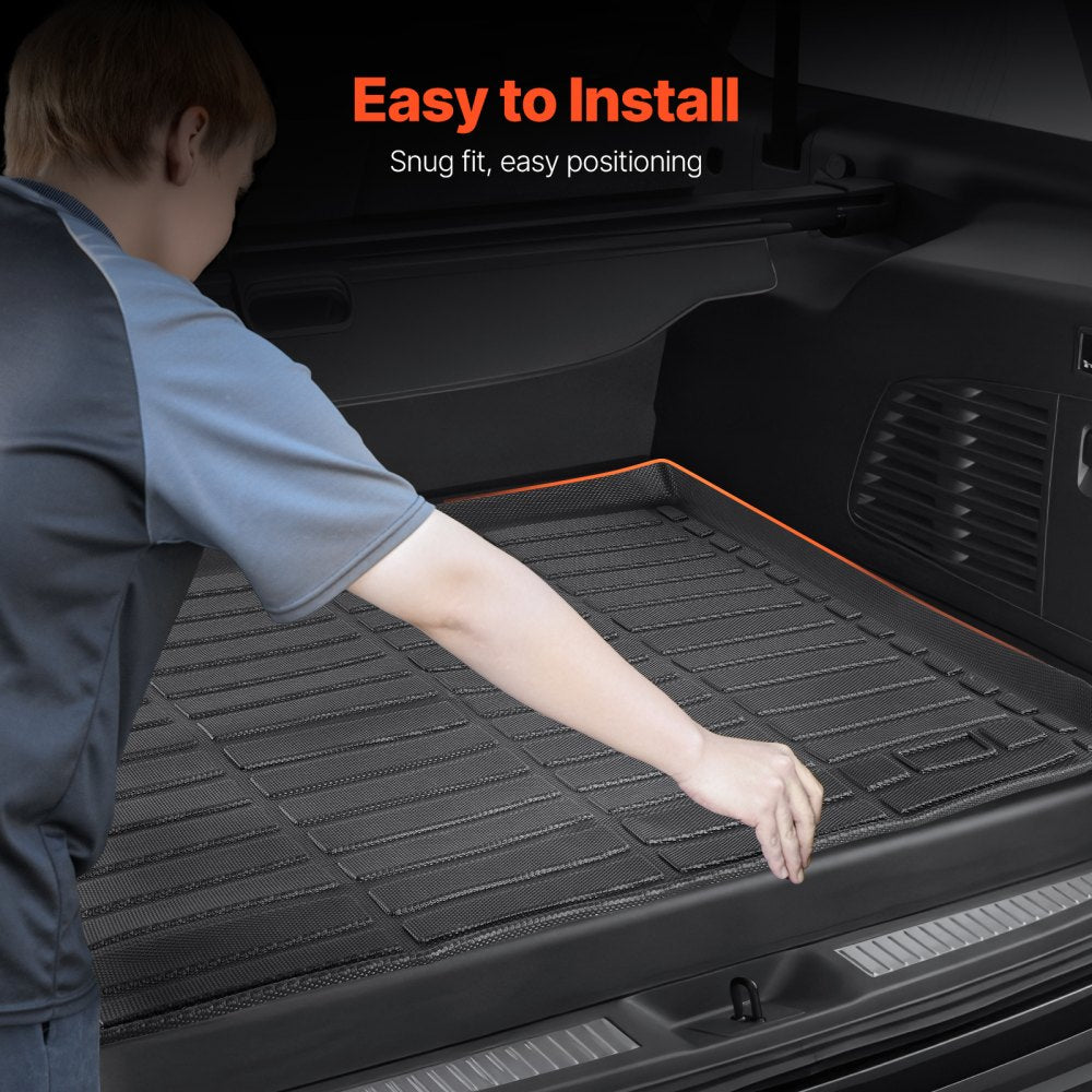 VEVOR Cargo Mat Compatible with Chevrolet Suburban & GMC Yukon XL 2015-2020, Precise Fit Trunk Mat for SUVs, TPE Trunk Protector Replacement, Black (1PCS)