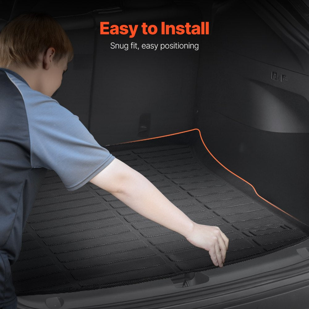 VEVOR Cargo Mat Compatible with Tesla Model Y 2020-2024, Precise Fit Trunk Mat for SUVs, TPE Trunk Protector Replacement, Black (1PCS)