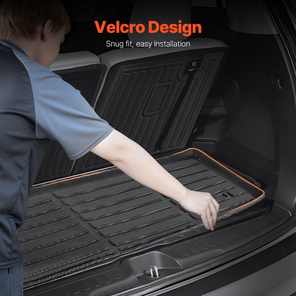 VEVOR Cargo Mats Compatible with 2016-2022 & 2023-2024 Honda Pilot, Custom Fit TPE Cargo Liner Set for SUVs, Trunk and Back Seat Protector Replacement, Black, Trunk Mat and Backrest Mats