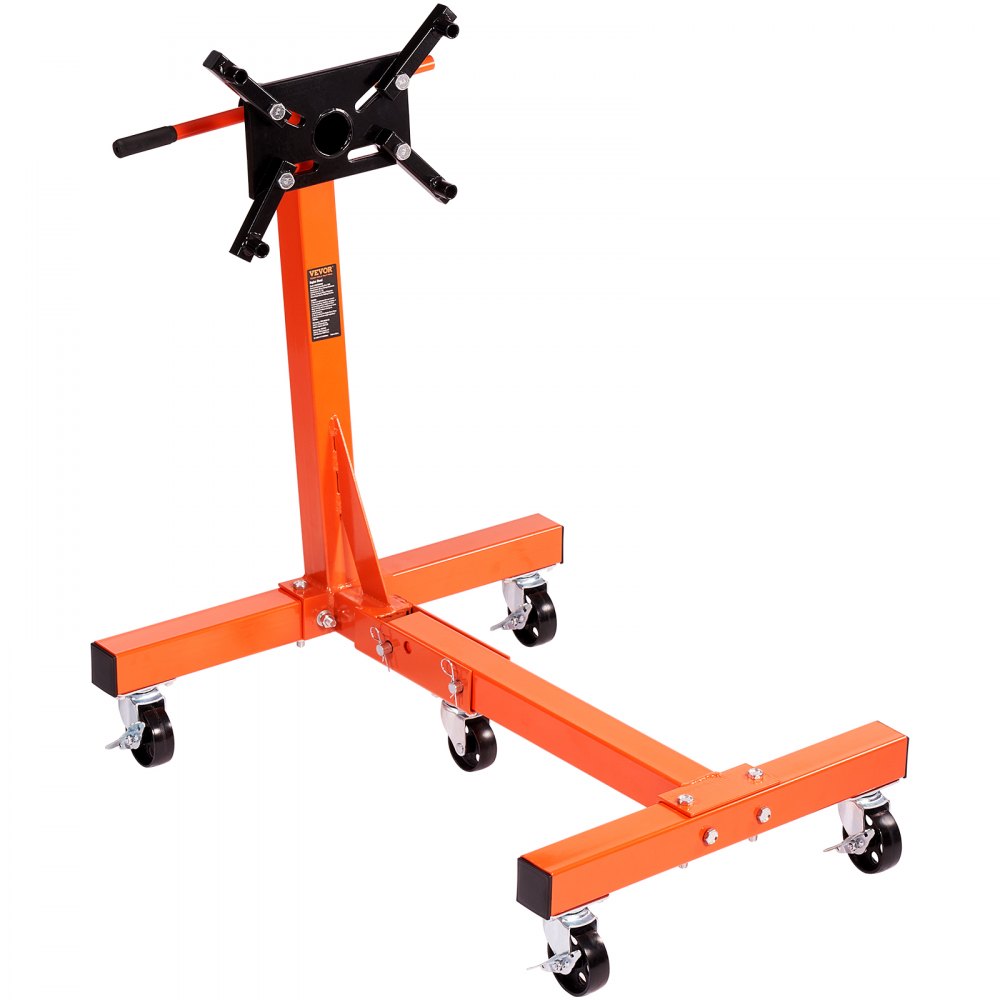 VEVOR Engine Stand, 1500 lbs (3/4 Ton) Rotating Engine Motor Stand with 360 Degree Adjustable Head, Cast Iron Folding Motor Hoist Dolly, 5-Caster, 4 Adjustable Arms, for Vehicle Maintenance
