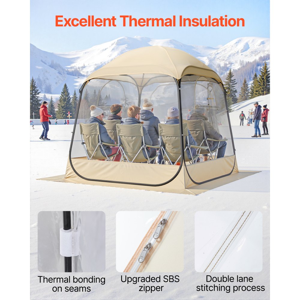 VEVOR Pop up Sports Tent, 72x72 in Clear Bubble Tent for 2-4 Persons, Waterproof Outdoor Pod with Floor Mat & Top Cover, Garden Igloo Dome Tents Camping Shelter for Events Fishing Cheering