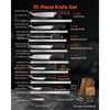 VEVOR Kitchen Knife Set with Block and Sharpener, 15 Piece High Carbon Stainless Steel Knife Set, Rust-Resistant Kitchen Cutlery with Ergonomic Handle, Sharpening Rod & Premium Wooden Block, for Home