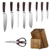 VEVOR Kitchen Knife Set with Block and Sharpener, 15 Piece High Carbon Stainless Steel Knife Set, Rust-Resistant Kitchen Cutlery with Ergonomic Handle, Sharpening Rod & Premium Wooden Block, for Home