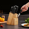 VEVOR Kitchen Knife Set with Block and Sharpener, 15 Piece High Carbon Stainless Steel Sharp Knife Set, Kitchen Cutlery with Ergonomic Handle, Sharpening Rod and Premium Wooden Block, for Home Cooks