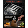 VEVOR Kitchen Knife Set with Block and Sharpener, 15 Piece German High Carbon Stainless Steel  Sharp Knife Set, Kitchen Cutlery with Ergonomic Handle, Sharpening Rod and Wooden Block, for Home Cooks