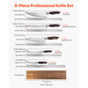 VEVOR Kitchen Knife Set, 6 Piece High Carbon Stainless Steel Sharp Knife Set, Professional Kitchen Cutlery with Ergonomic Crack-Resistant Handle, and Walnut Finish Powerful Magnetic Knives Holder