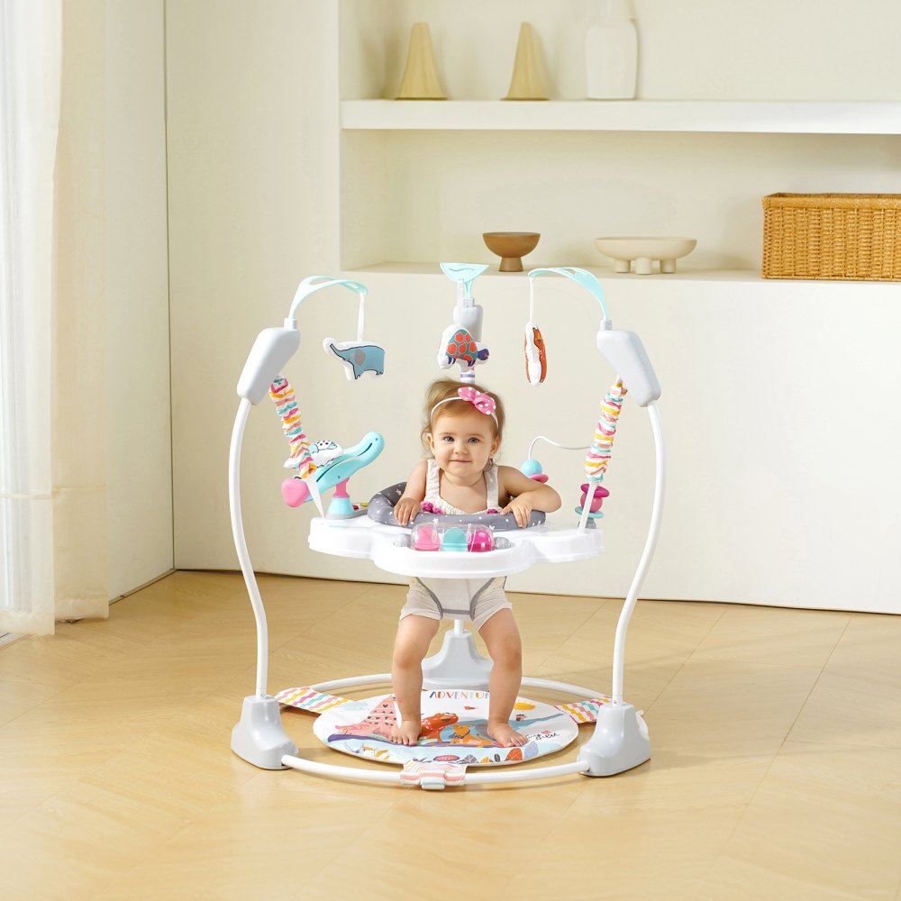 VEVOR Baby Bouncer, Baby Activity Center 360° Rotation & Adjustable Height, Toddler Play Jumper with Developmental Toys, Music Lights Sounds, Baby SpaceSaver Jumperoo For Age 6 Months and Up