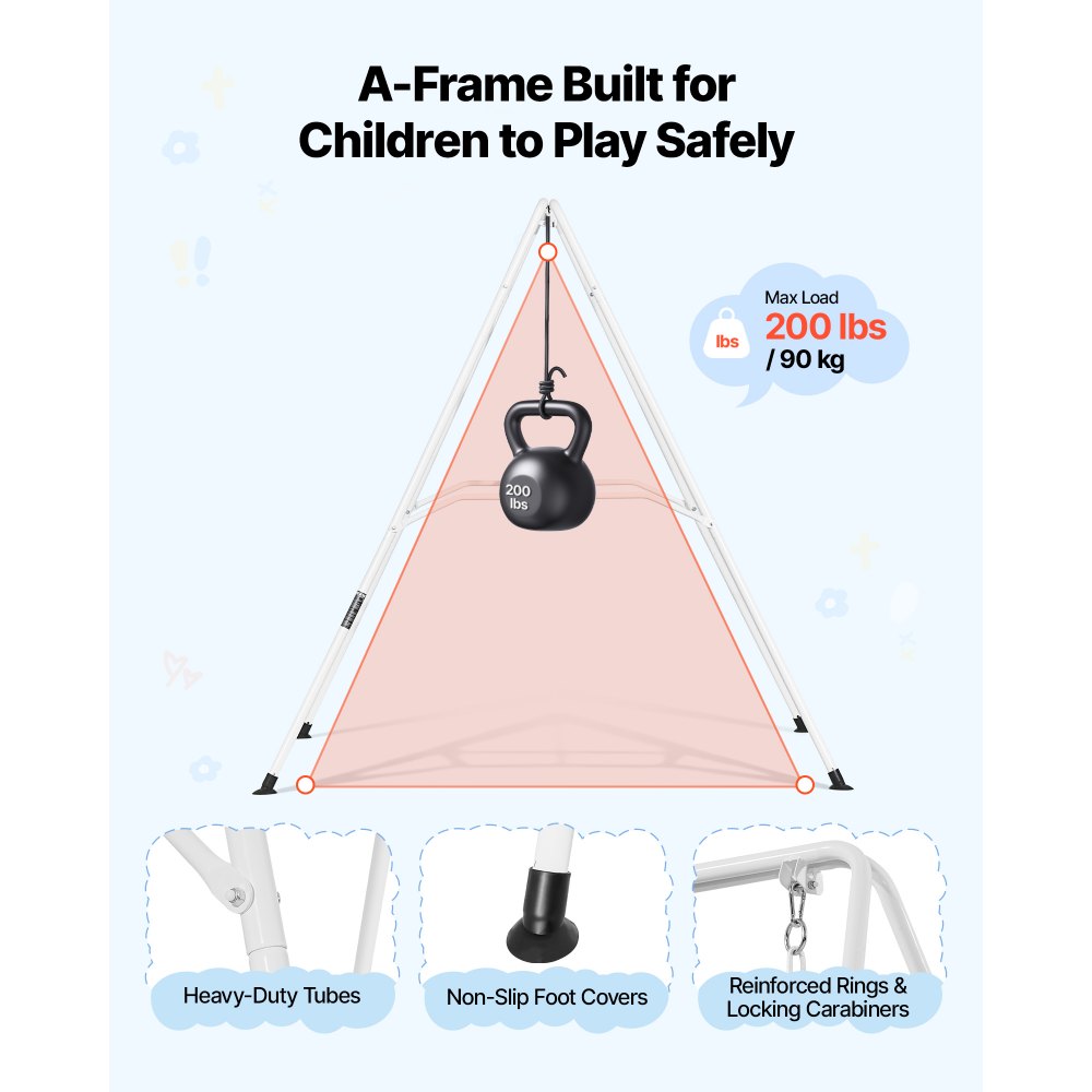 VEVOR Toddler Swing and Jumper, 2 in 1 Swing Set and Bouncer, Soft Cushion with Foldable A-Frame Metal Stand, Heavy-Duty Thick Ropes, Easy to Install and Store, for Indoor or Outdoor Play, Gray