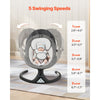 VEVOR Baby Swing, 5-Speed Baby Rocker with 3 Seat Position, Portable Infant Swing for Newborn with PVC Touch Panel, Remote Control, Bluetooth, 10 Lullabies & Toy Bar for 0-9 Month/0-20 lbs Boys Girls