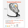 VEVOR Baby Swing, 5-Speed Baby Rocker with 3 Seat Position, Portable Infant Swing for Newborn with PVC Touch Panel, Remote Control, Bluetooth, 10 Lullabies & Toy Bar for 0-9 Month/0-20 lbs Boys Girls
