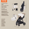 VEVOR Travel System Stroller with Infant Bassinet, 2-in-1 Baby Cradle Stroller Combo, Reversible Seat, Easy One-button Folding, EVA Tires with Brake Aluminum Stroller Carseat Combo Set (White)