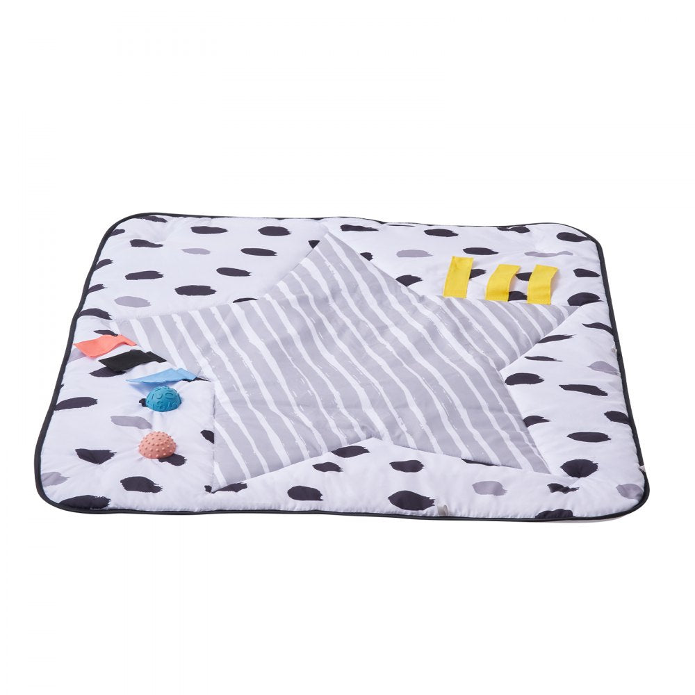 VEVOR Baby Play Gym Mat, Tummy Time Mat with 6 Sensory Toys, Baby Activity Mat with 2 Touch Balls & Soft Fabric for Sensory & Motor Skill Development, Baby Essential Gift for 0-18 Month Newborn Infant