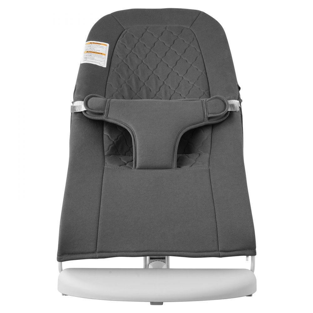 VEVOR Baby Bouncer, Folding Bouncer Seat for Babies 0-9 Months, Newborn Bouncer Chair with 2 Reclining Angles & 3-Point Harness, Portable Infant Rocker with Carrying Bag for Indoor Outdoor, Dark Gray