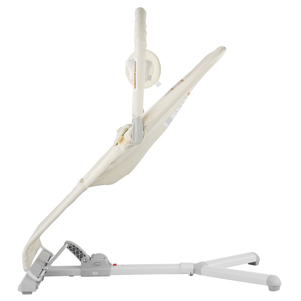 VEVOR Baby Bouncer, Folding Bouncer Seat for Babies 0-9 Months, Newborn Bouncer Chair with 2 Reclining Angles & Rotatable Toy Bar, Portable Infant Rocker with Carrying Bag for Indoors Outdoors, Beige