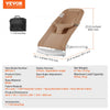 VEVOR Baby Bouncer, Folding Bouncer Seat for Babies 0-9 Months, Newborn Bouncer Chair with 2 Reclining Angles & 3-Point Harness, Portable Infant Rocker with Carrying Bag for Indoors Outdoors, Camel