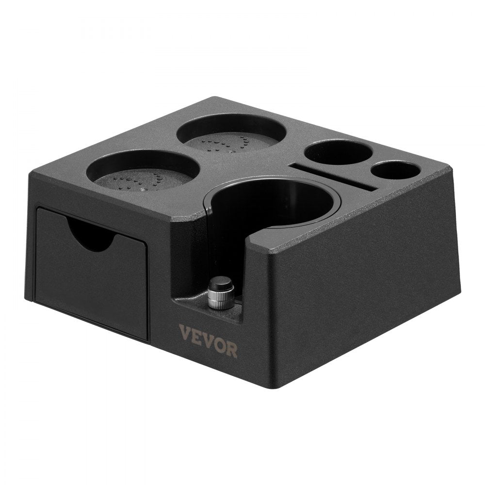 VEVOR Espresso Tamping Station, ABS Material, 7-in-1 Multifunctional Tamping Station with Detachable Slot, Easy to Clean Espresso Knock Box with Non-Slip Base, Fits for 51-58 mm Handles