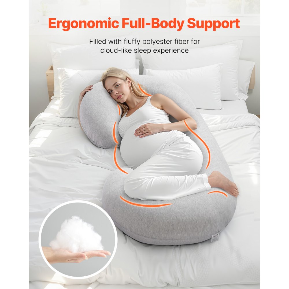 VEVOR Pregnancy Pillow, C-Shaped Full Body Maternity Pillow for Sleeping, Ultra-Soft and Breathable Pregnant Support Pillows with Removable & Washable Cover, Perfect for Back, Belly, Hip, Legs Relief
