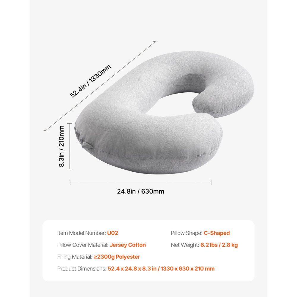 VEVOR Pregnancy Pillow, C-Shaped Full Body Maternity Pillow for Sleeping, Ultra-Soft and Breathable Pregnant Support Pillows with Removable & Washable Cover, Perfect for Back, Belly, Hip, Legs Relief