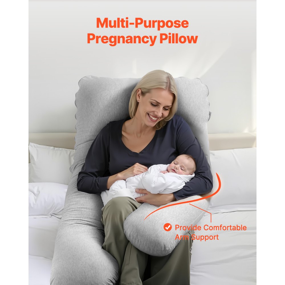 VEVOR Pregnancy Pillow, U-Shaped Full Body Maternity Pillow for Pregnant Women, Soft and Breathable Pregnant Support Pillows with Removable & Washable Cover, Perfect for Back, Belly, Hip, Legs Relief