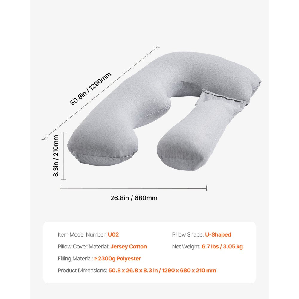 VEVOR Pregnancy Pillow, U-Shaped Full Body Maternity Pillow for Pregnant Women, Soft and Breathable Pregnant Support Pillows with Removable & Washable Cover, Perfect for Back, Belly, Hip, Legs Relief