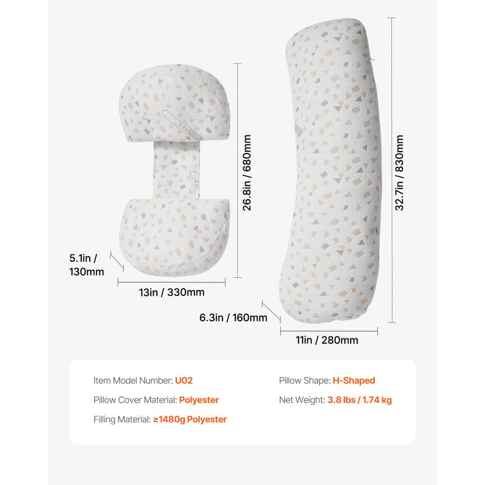 VEVOR Pregnancy Pillows for Sleeping, Adjustable Maternity Pillow for Pregnant Women, Soft Pregnancy Body Pillow with Removable & Washable Cover for Back Belly Hip Support, Lightweight and Portable