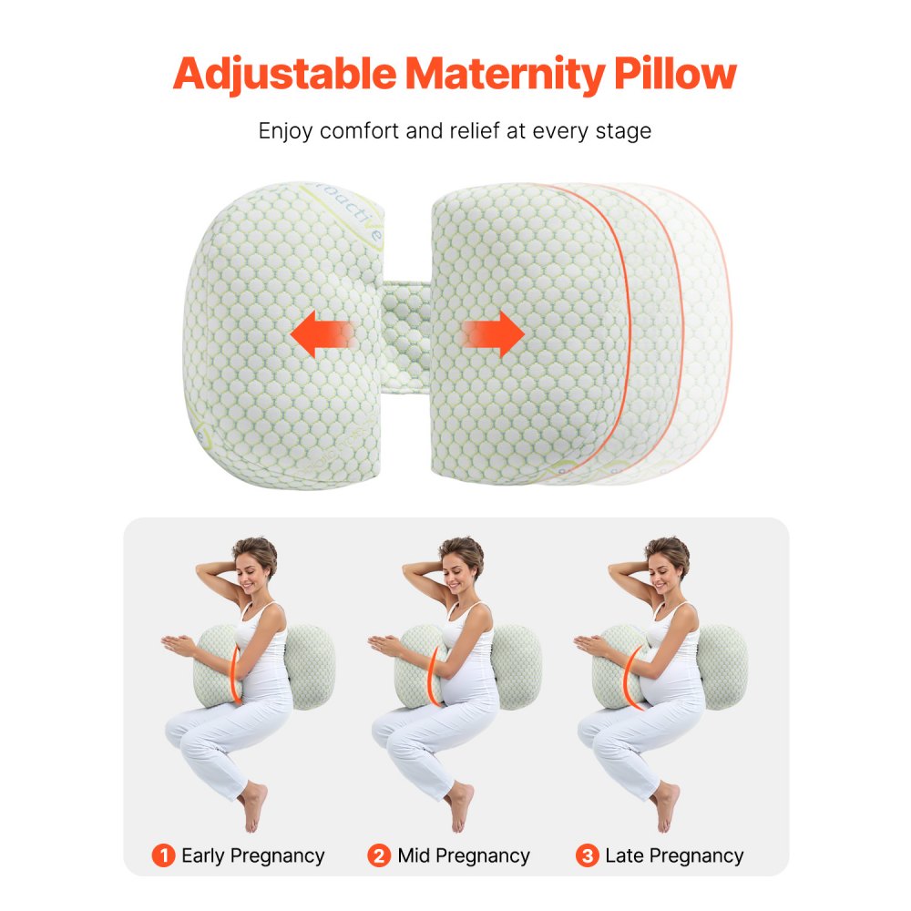 VEVOR Pregnancy Wedge Pillow, W-Shaped Maternity Pillow for Pregnant Women, Soft and Breathable Pregnancy Pillow with Removable & Washable Cover for Back Belly Hips Support, Lightweight and Portable